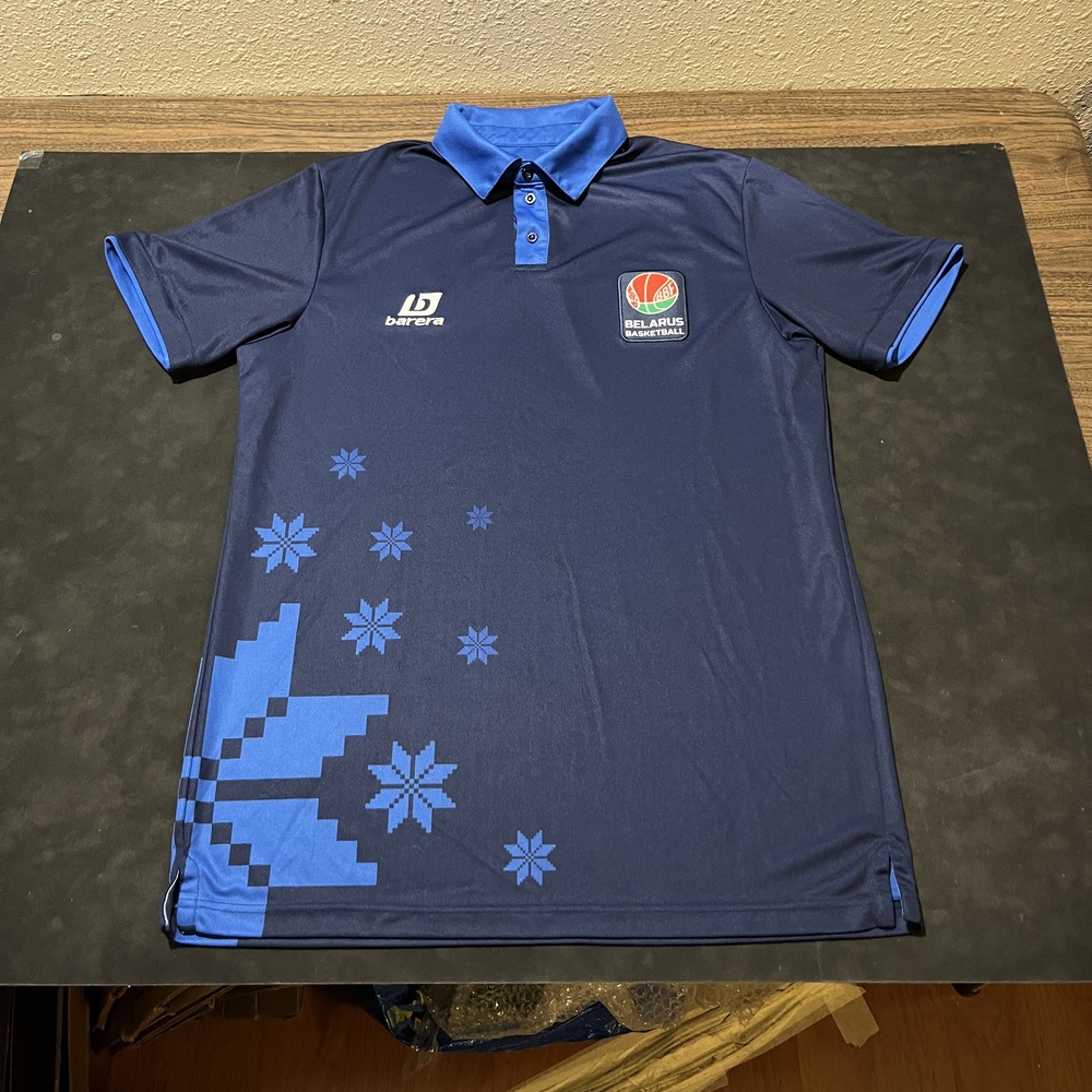 Belarus Basketball Shirt Polo Mens 2XL Blue BBF National Team Jersey Barera